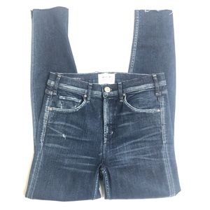 MCGUIRE Newton Skinny Dark Wash Denim Jeans Raw Hem